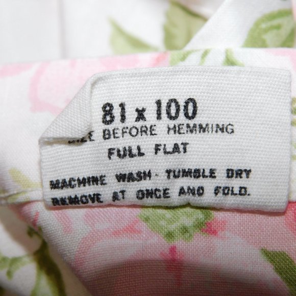 VTG Burlington House Full Double Pink Floral Ruffle Edge Flat Sheet Shabby chic - Picture 4 of 10